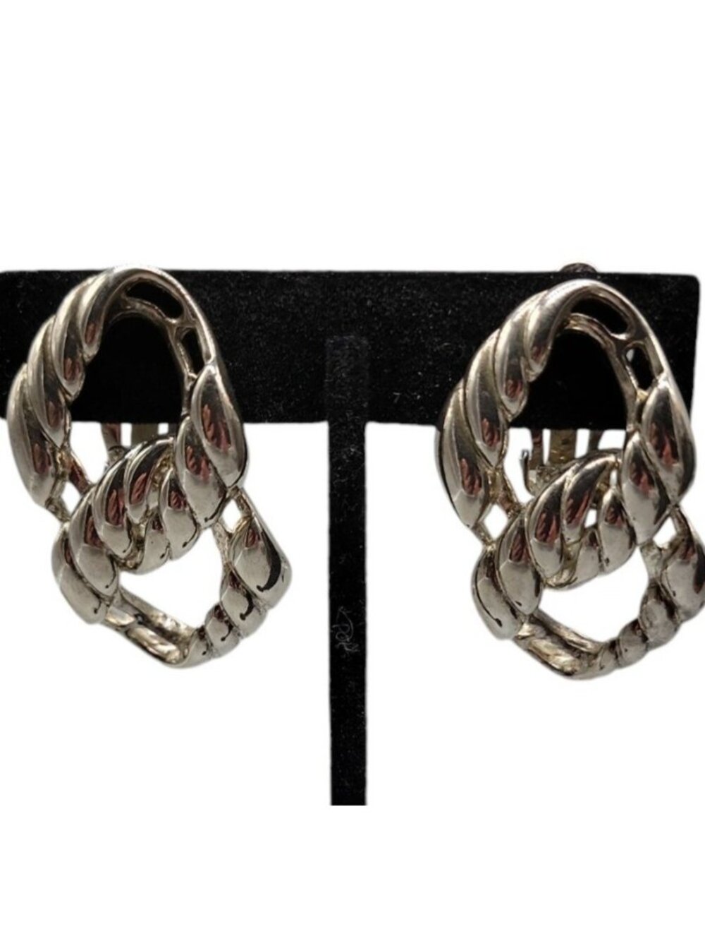 PEP Erwin Pearl Clip On Earrings Runway Style Vintage 1980s Designer Figure 8